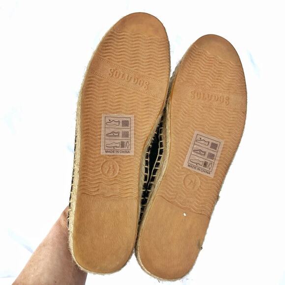 Soludos French Bulldog Embroidered Espadrilles Black Canvas Flats  Summer Vacay - Picture 11 of 16